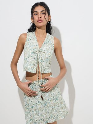 Bombay Paisley Green Paisley Design Cotton Top