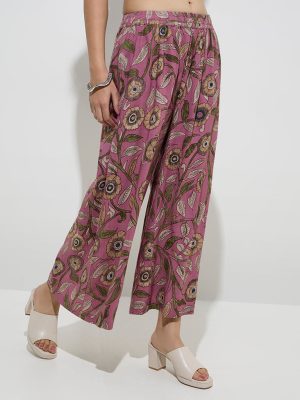 Utsa Pink Kalamkari-Printed Palazzos