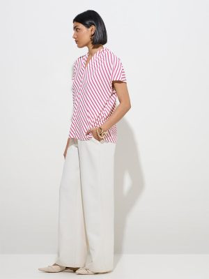 Wardrobe Fuchsia Stripe Printed Top
