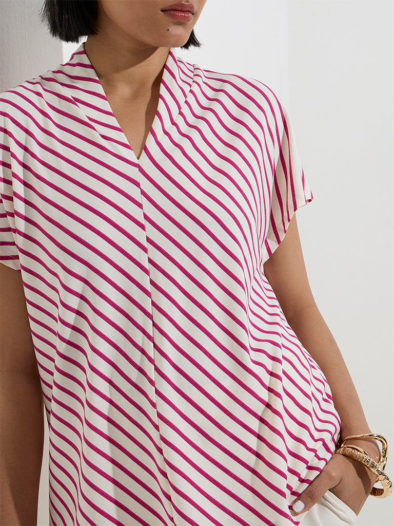 Wardrobe Fuchsia Stripe Printed Top - Image 3