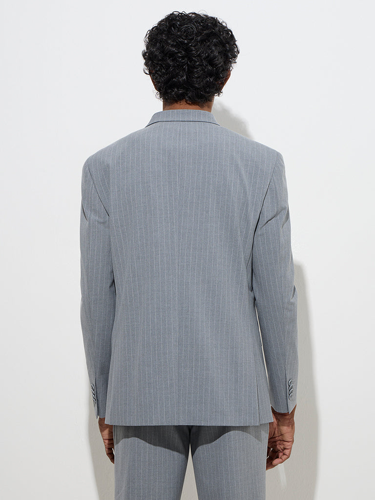 WES Formals Grey Pinstripe Slim-Fit Blazer - Image 4