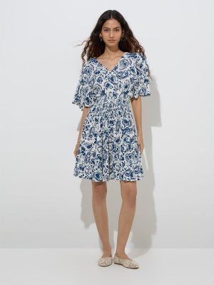 Bombay Paisley Indigo Paisley Design A-Line Dress