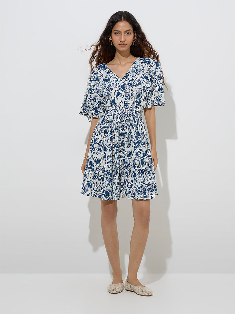 Bombay Paisley Indigo Paisley Design A-Line Dress