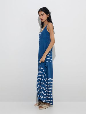 Bombay Paisley Indigo Geometric Design A-Line Dress