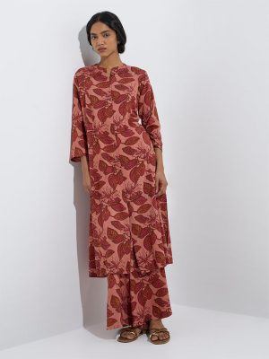 Utsa Pink Botanical Printed Palazzos