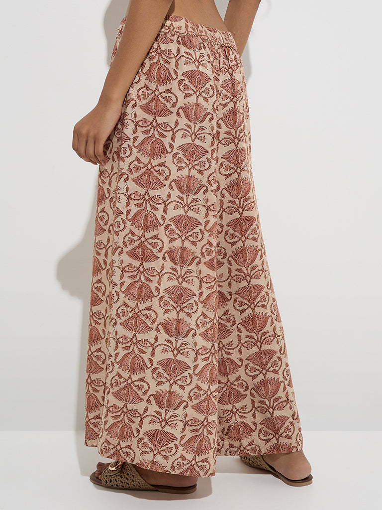 Utsa Brown Floral Design Palazzos - Image 4