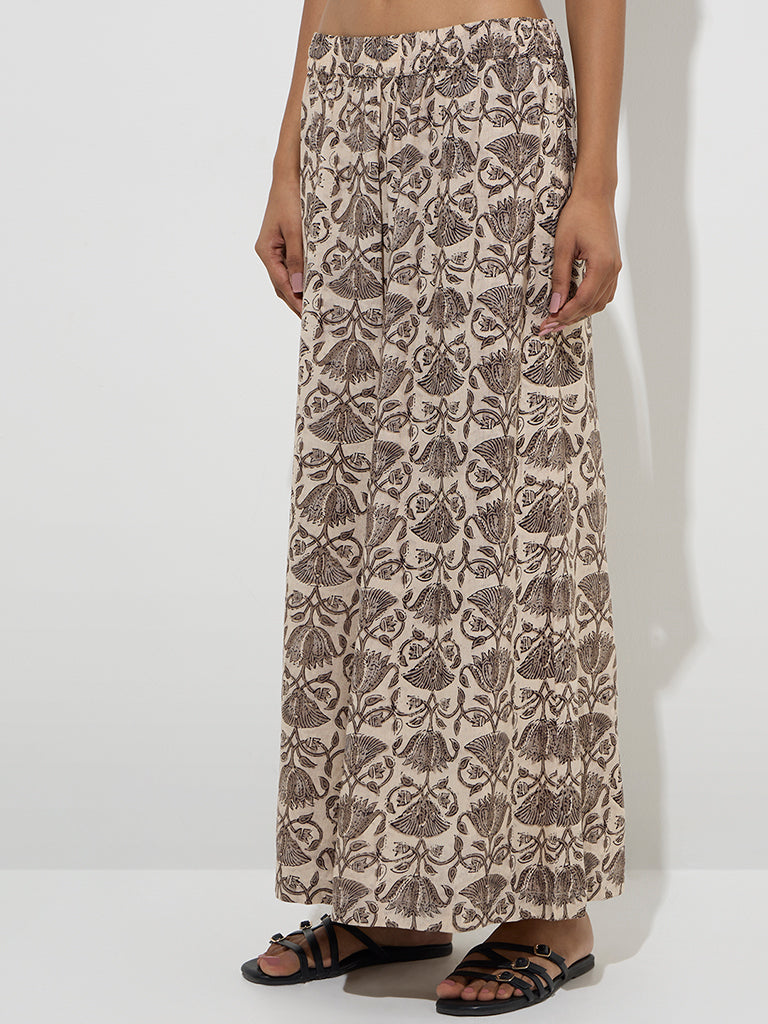 Utsa Charcoal Floral Printed Palazzos - Image 2