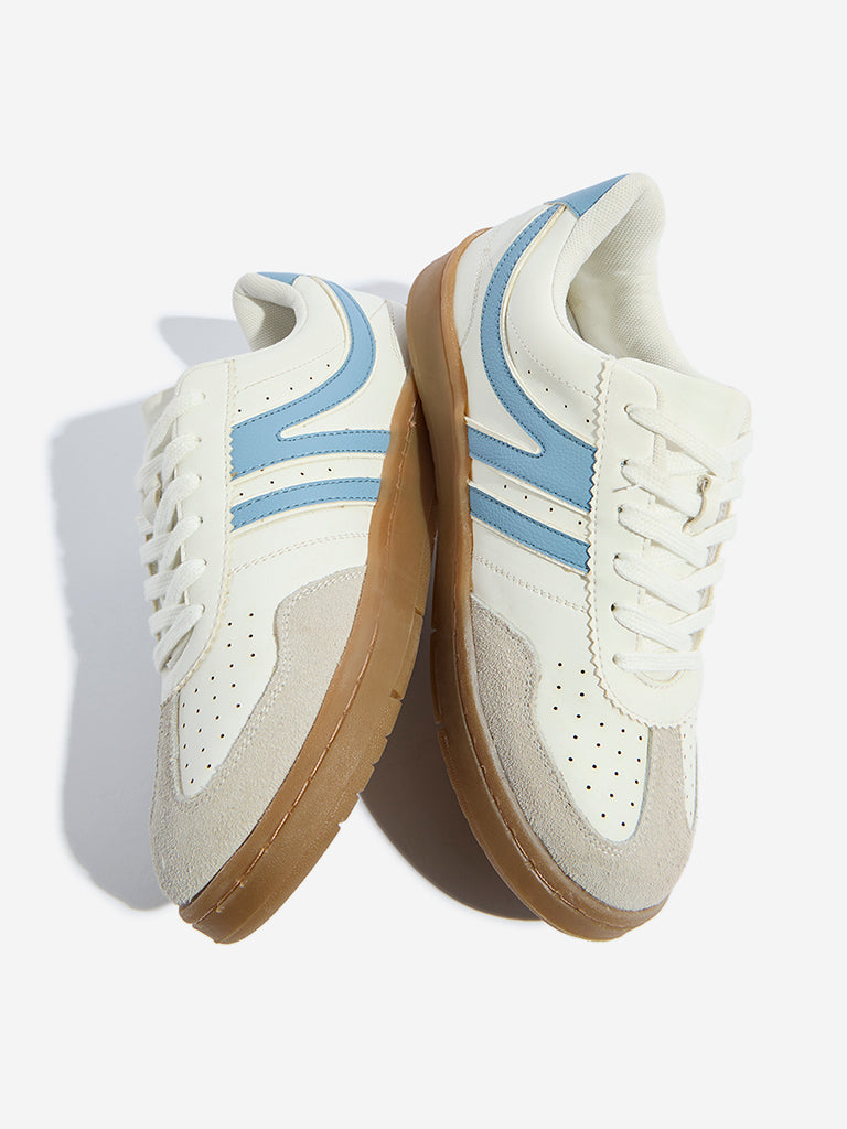 LUNA BLU Light Blue Perforated Lace-Up Sneakers - Image 3