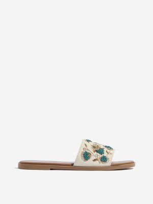 LUNA BLU Teal Embellished Slides
