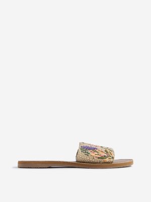 LUNA BLU Multicolour Tropical Embroidered Slides