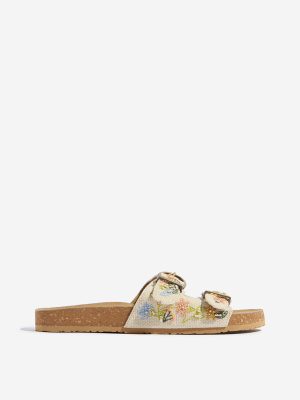 LUNA BLU Multicolour Embroidered Slip-On Sandals