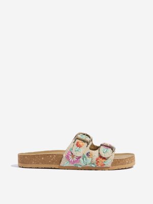 LUNA BLU Multicolour Floral Embroidered Heel Sandals
