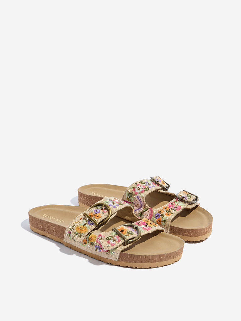 LUNA BLU Multicolour Floral Design Sandals - Image 2
