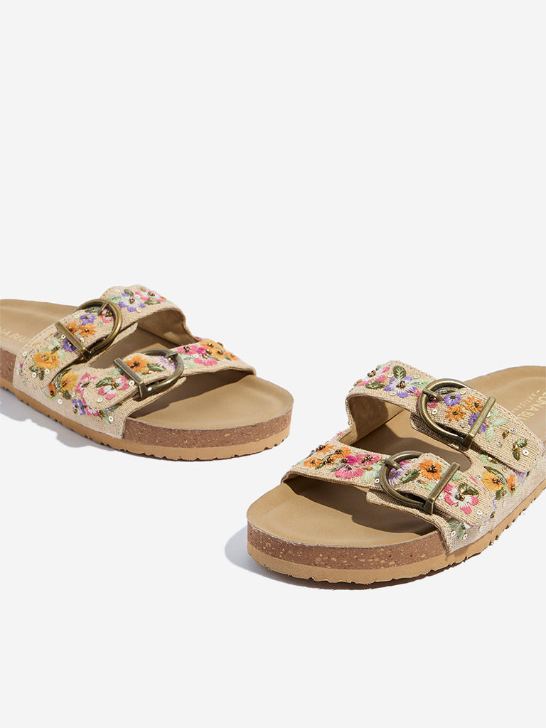 LUNA BLU Multicolour Floral Design Sandals - Image 3