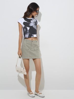 Nuon Sage Mid-Rise Cotton-Blend Skirt