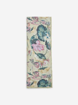 Zuba Yellow Botanical Printed Stole