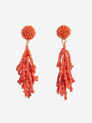 Westside Accessories Orange Beaded Tassel Earrings