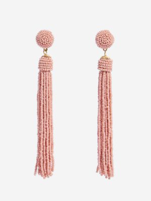 Westside Accessories Pink Beaded Tassel Dangler Earrings