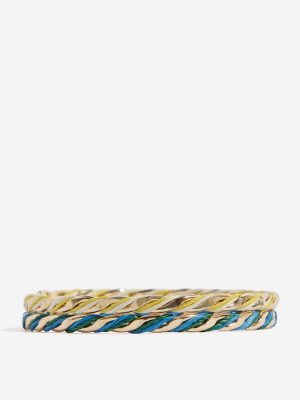 Westside Accessories Blue Threadwork Wrap Bangle Set - Pack of 2