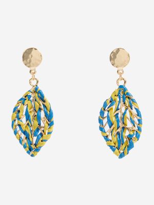 Westside Accessories Blue Threadwork Leaf Earrings