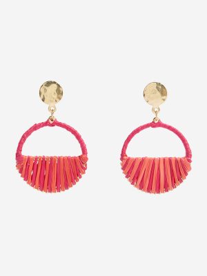Westside Accessories Red Threadwork Semi-Hoop Earrings