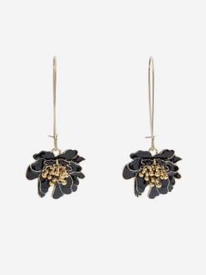 Westside Accessories Black Floral Fish Hook Earrings