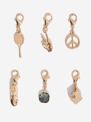 Westside Accessories Gold DIY Assorted Peace-Sign Charms - Pack of 6