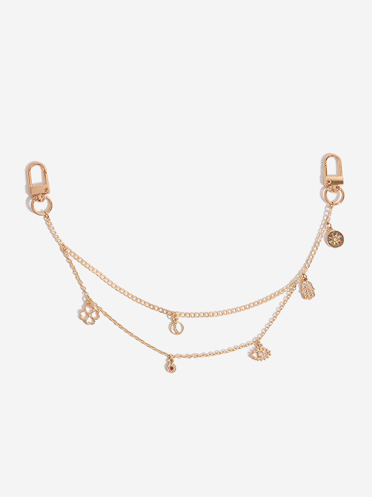 Westside Accessories Gold Studded Multi Charm Bag Chain