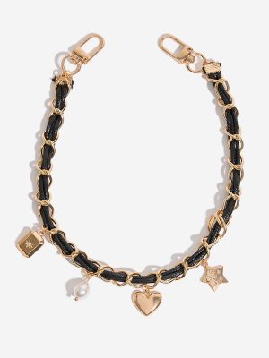 Westside Accessories Gold & Black Multi Charm Bag Chain