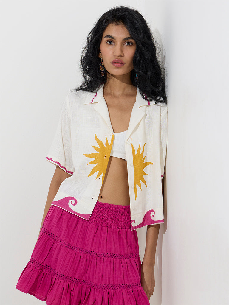 Nuon Off-White Printed Shirt - Image 2