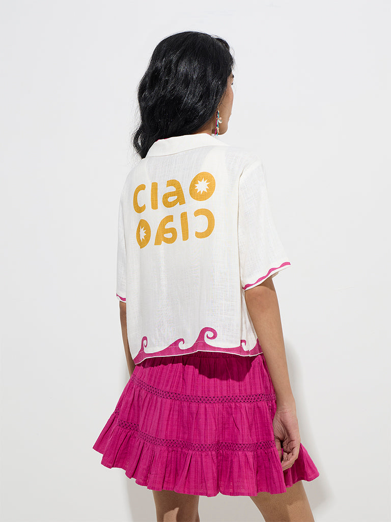 Nuon Off-White Printed Shirt - Image 4