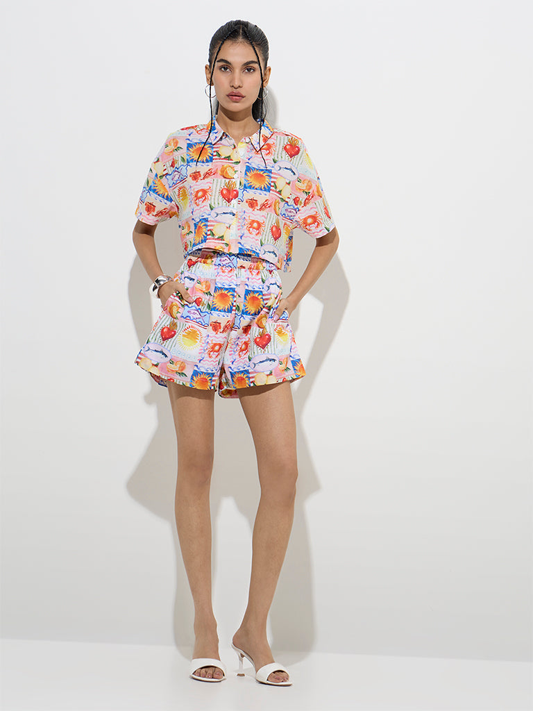 Nuon Multicolour Printed High-Rise Shorts