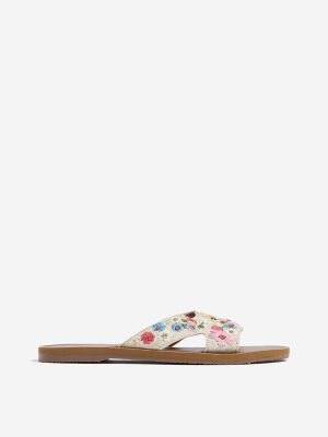 LUNA BLU Multicolour Floral Embroidered Slides