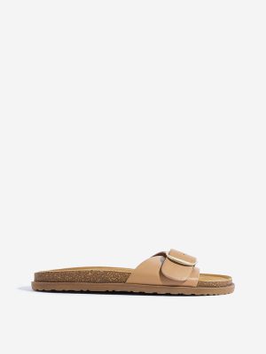 LUNA BLU Tan Buckle-Detailed Comfort Sandals
