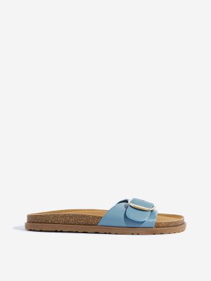 LUNA BLU Blue Buckle-Detailed Comfort Sandals