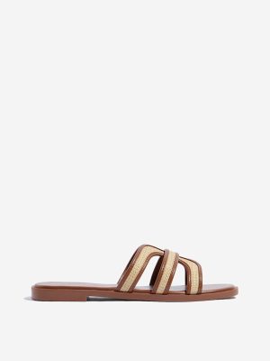 LUNA BLU Tan Multi-Strap Slides