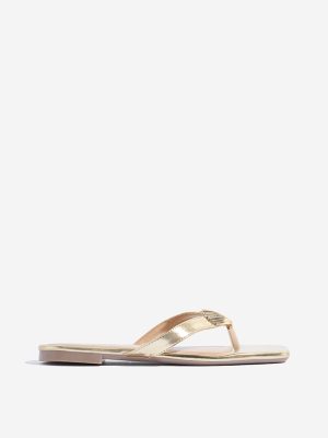 LUNA BLU Gold Shell-Detailed Sandals