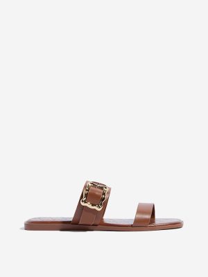 LUNA BLU Brown Dual-Strap Sandals