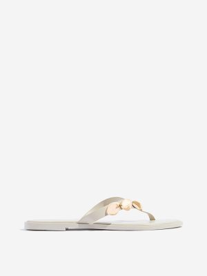 LUNA BLU Ivory Embellished Flip-Flops