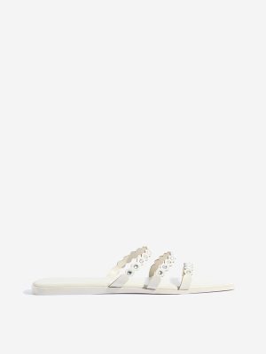 LUNA BLU Ivory Embellished Multi-Strap Slides