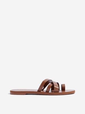 LUNA BLU Tan Multi-Strap Slides