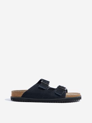 SOLEPLAY Navy Dual-Strap Leather Sandals