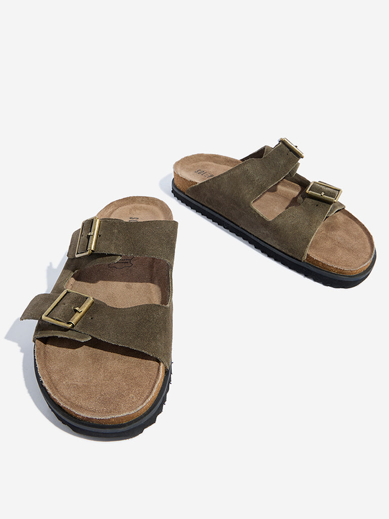SOLEPLAY Olive Dual-Strap Leather Sandals - Image 4