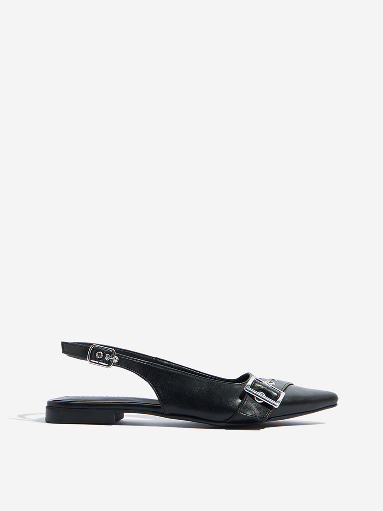 LUNA BLU Black Slingback Mules