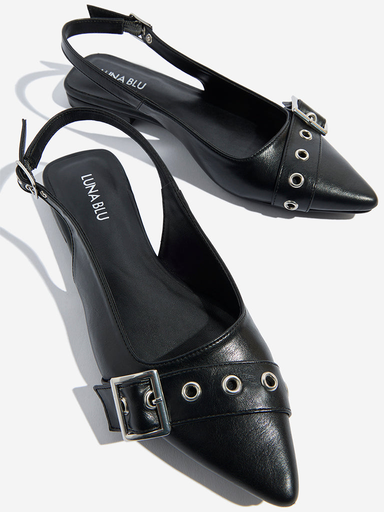 LUNA BLU Black Slingback Mules - Image 3