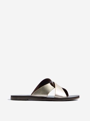 LUNA BLU Brown Criss-Cross Strap Slides