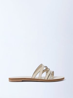 LUNA BLU Ivory Multi-Strap Slides