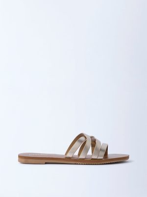 LUNA BLU Light Gold Multi-Strap Slides