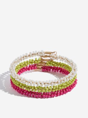 Westside Accessories Pink Beaded Cuff Bracelet