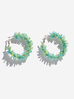 Westside Accessories Blue Beaded Hoop Earrings